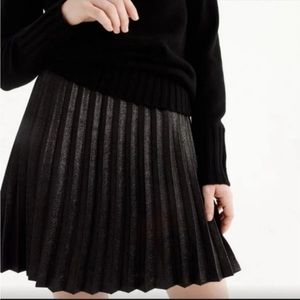 J. Crew Black Metallic Pleated Skirt (00)